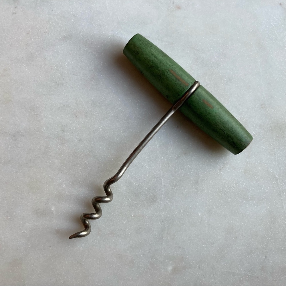 Vintage Green Wood Corkscrew Handle